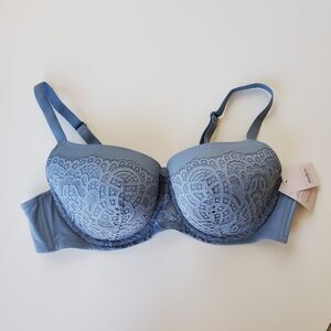 Balconette Lightly Lined Crochet Underwire Bra - 44C - Light Blue